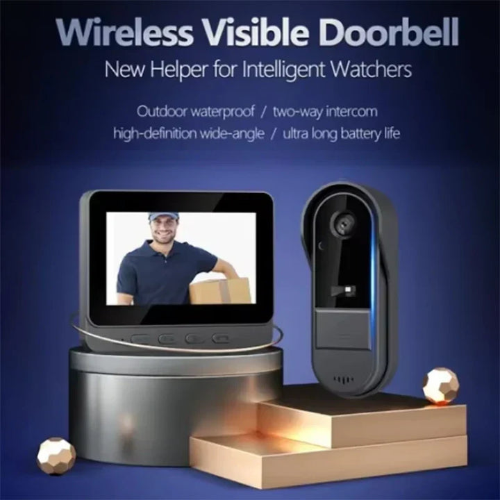 Skanto | Trådløs video dørklokke med intercom og nattsyn HD – 4,3” IPS-display, vanntett
