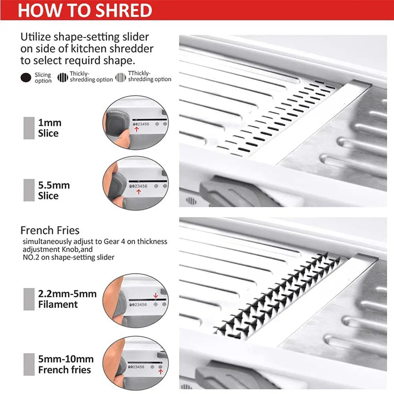 Norvo | SchnittMeister 18-i-1 Mandolin Grønnsakskjærer | Justerbare & Rustfrie Stålblader | For Skiver, Strimler & Julienne | Sikker & Allsidig