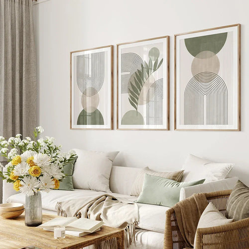 Sage Green Beige Minimalist Abstract Botanical Wall Art Fine Art Canvas Prints Pictures For Living Room Dining Room Nordic Home Deco | Skanto