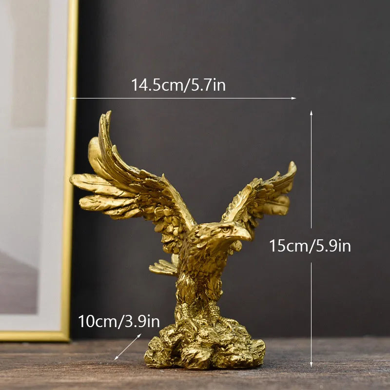 Skanto | Harpiks Gullørn Statue Kunst Dyremodell Samling Ornament Hjem Kontor Skrivebord Feng Shui Dekor Figurer enkel