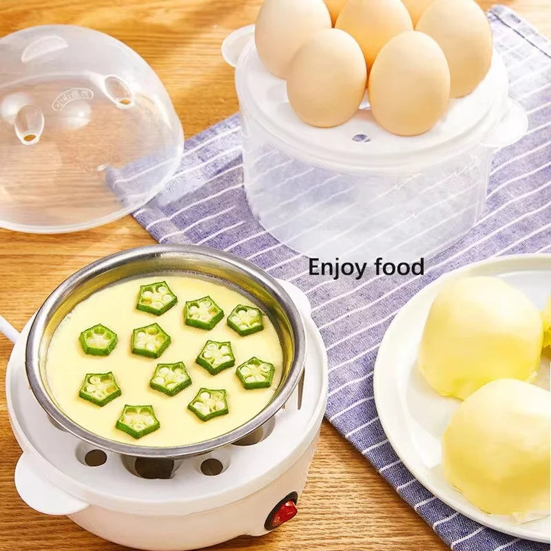Norvo | 220V Multifunksjonell elektrisk eggkoker - Dobbeltlag eggkoker og mini-dampkokeren for frokost på kjøkkenet