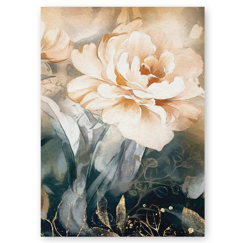 Serene Pastel Petals Floral Abstract Wall Art Fine Art Canvas Print Modern Botanical Pictures For Living Room Dining Room Art Decor | Skanto