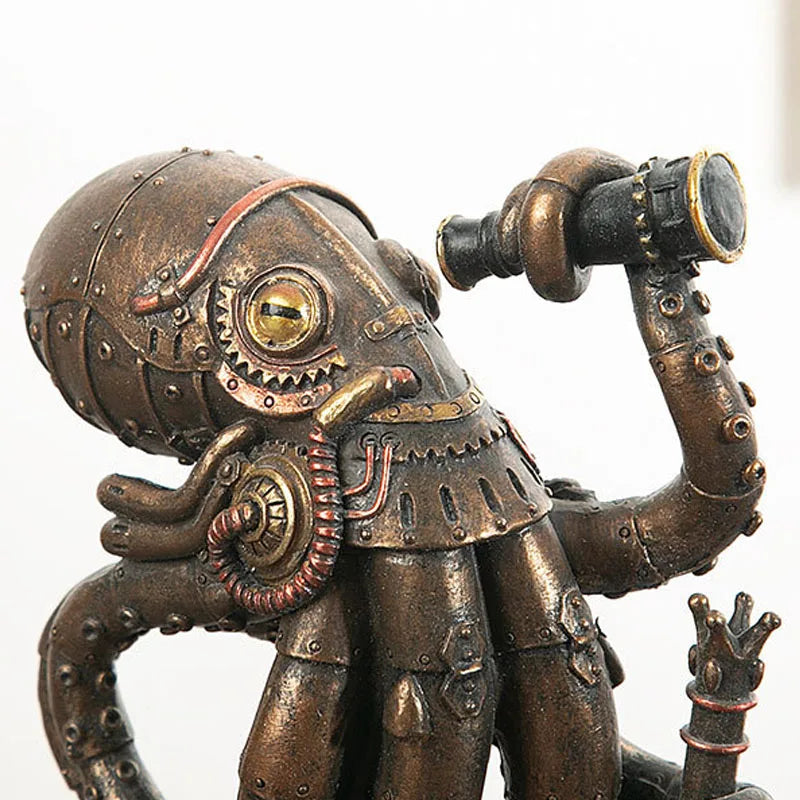 Skanto | Steampunk Blekkulf Mekanisk Reisende Figurer Hjemmedekorasjoner