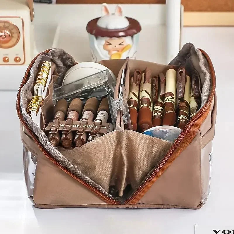 Norvo | Blyantetui KIDZORA CrystalBag | Gjennomsiktig og Allsidig | 10-lommers design | Stor kapasitet for skole og fritid