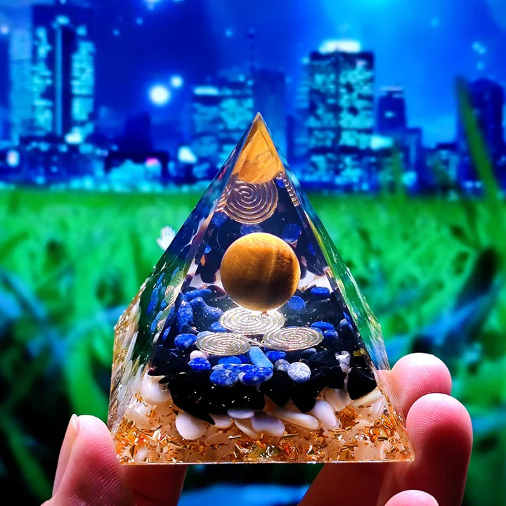 Skanto | Orgonitt-pyramide helbredelse krystaller energigenerator med ametyst pendel - Reiki chakra meditasjonsverktøy og romdekor