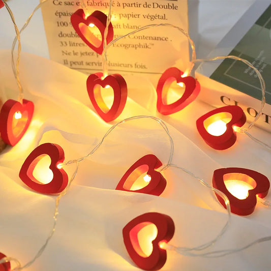 Norvo | Romantisk 10-delt Valentines Dag Tre Hjerte Lyskjede - LED Feenlys for sjarmerende Kjærlighet Lampe Garlande, perfekt for Valentines Dag og Bryllupsdekorasjon