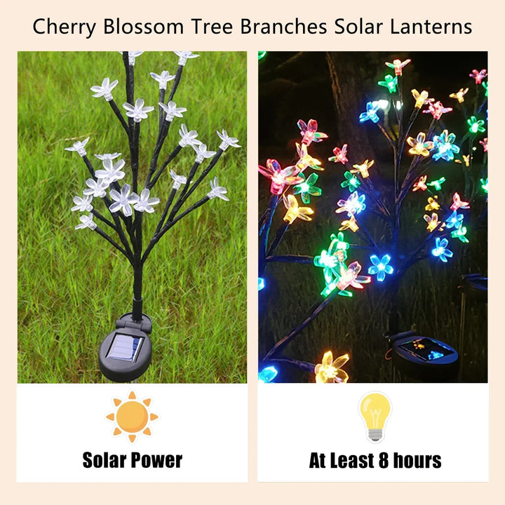 Sakura Tre Solarblomst Veibelysning Utendørslys