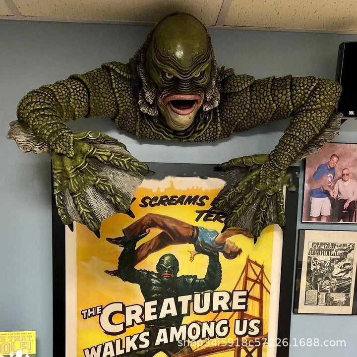 Skanto | Kreatur The Black Lagoon Grip skulpturer Figur Hagebygging Utendørs ornamenter Monster statue Mann Halloween dekorasjon