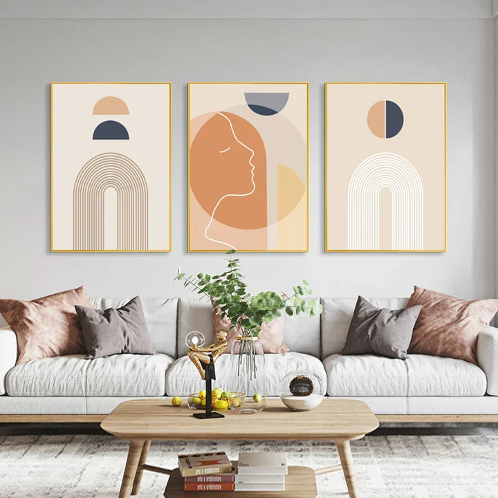 Minimalist Abstract Sun Geometry Wall Art Fine Art Canvas Prints Pictures For Living Room Bedroom, Home Office Art Decor | Skanto