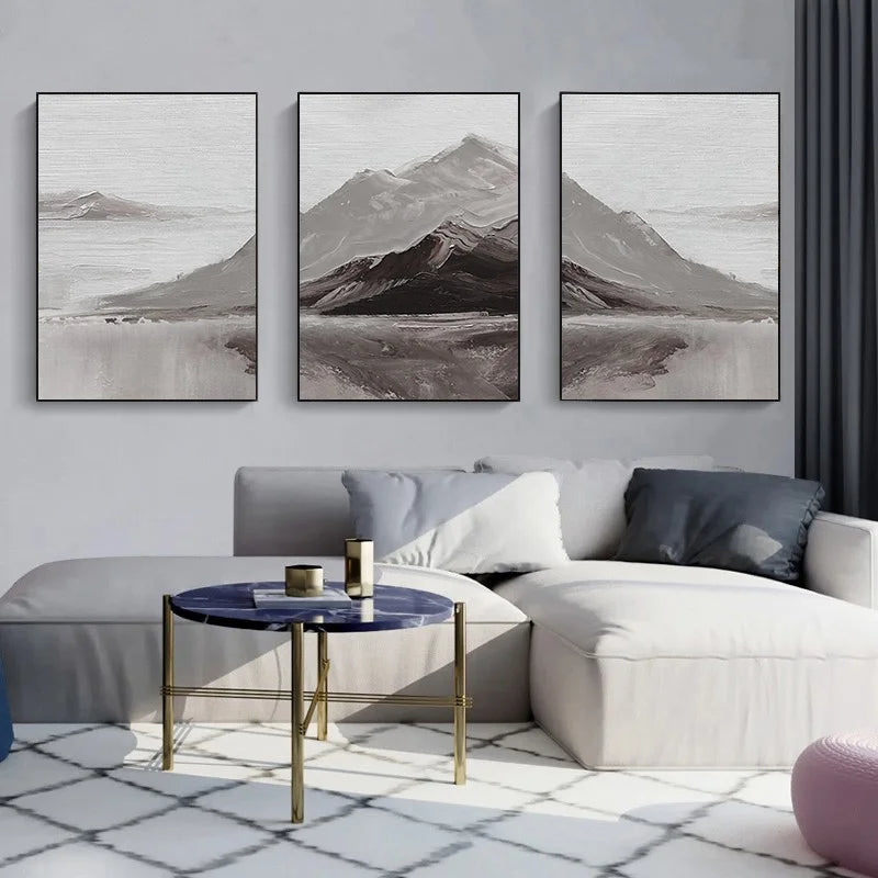 Abstract Gray Mountain Landscape Wall Art Canvas Prints Pictures For Modern Apartment Living Room Dining Room Art Decor | Skanto