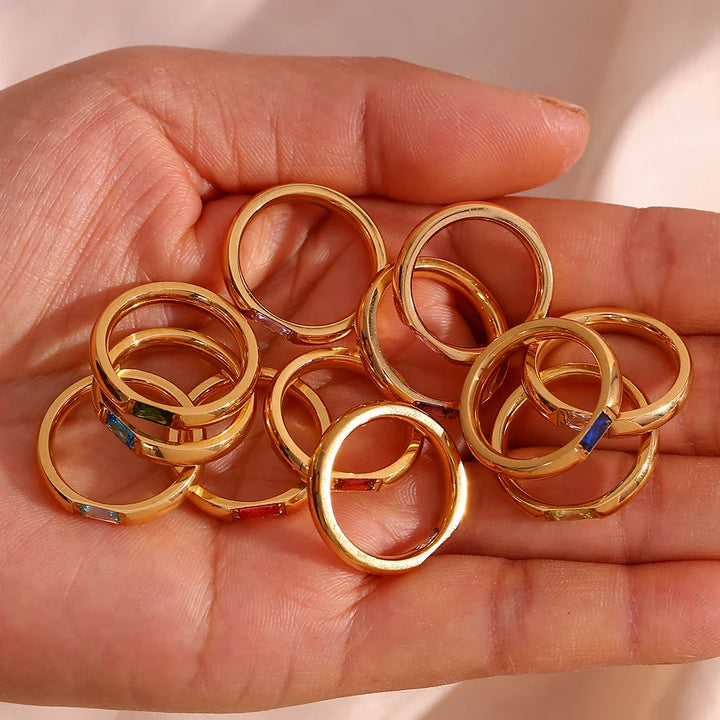Skanto | 18k Baguette Cut Fødselsstein Ring