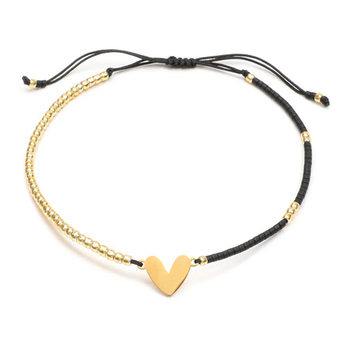 Skanto | Justerbar Delikat Perle Flatt Hjerte Armbånd