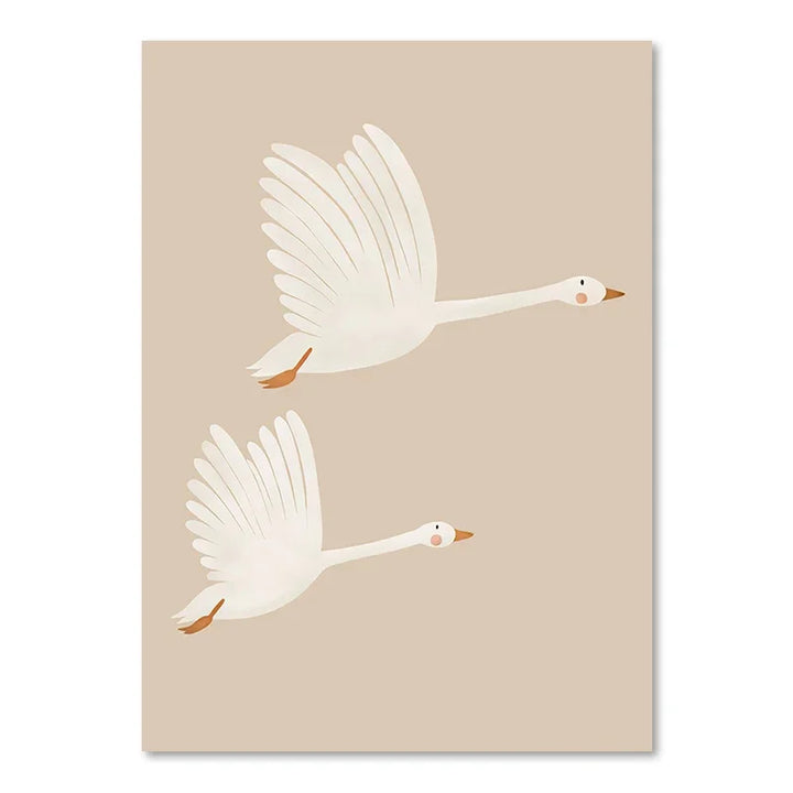 Cute Baby Animals Kids Room Wall Art Illustrations Fine Art Canvas Prints Goose Mouse Lion Polar Bear Posters For Baby Room Wall Decor | Skanto