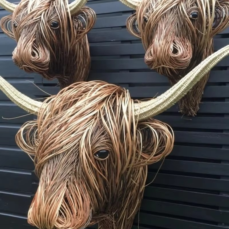 Skanto | Vevd Pilflette Høylandsk Storfe Harpikshjemmet Dekor Figurine