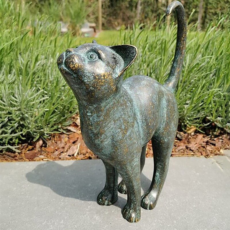 Skanto | Fortryllende Hage Katt Statuer - Purr-fect Harpiks Dekorasjon
