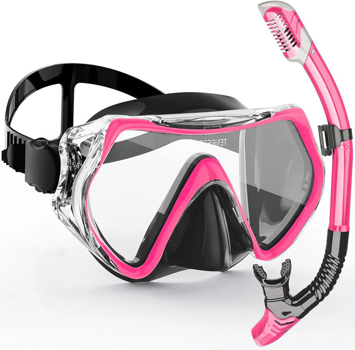 Skanto | AquaVision Snorkelmaske Sett for Voksne | Anti-dugg & Støtbestandig | Silikonramme & Tørrsnorkel | 180° Synsfelt
