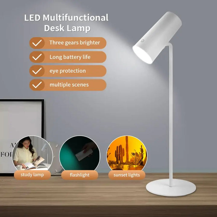 Skanto | Lumora LED bordlampe med berøringsdimming | Øyevennlig & oppladbar | USB-C | 2000 mAh batteri | For skrivebord, nattbord & dekor