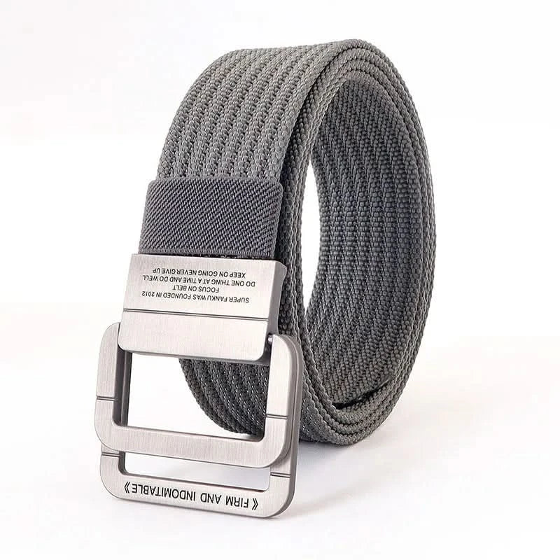 Skanto | Unisex lerretsbelte – Dobbel metallring spenne, justerbar