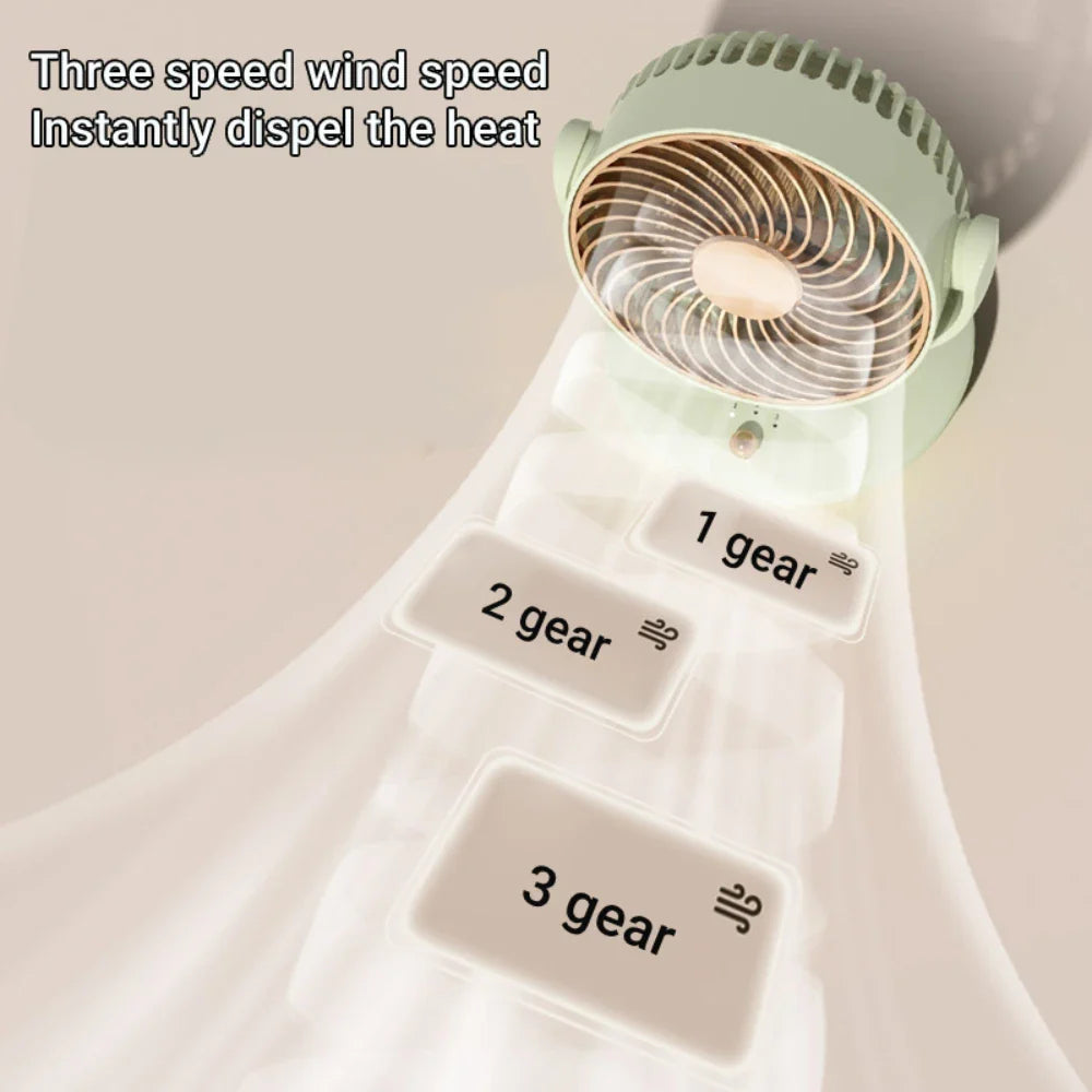 Norvo | BreezeLoop Bordvifte med 360° Rotasjon | USB Vifte med 3 Hastigheter & Batteri | Stille & Kompakt | For Kontor, Soverom & Hjem