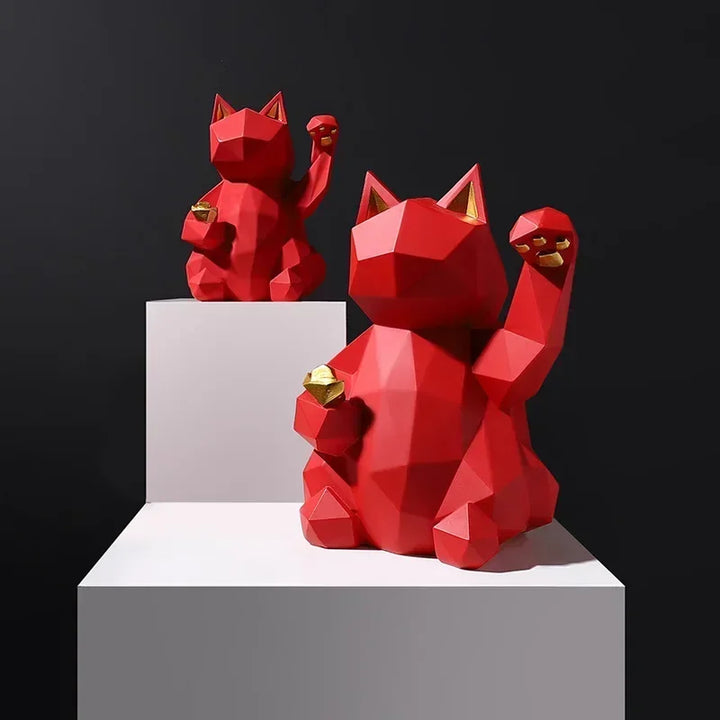 Nordic Minimalisme Geometri Lykke Katt Statuer | Skanto