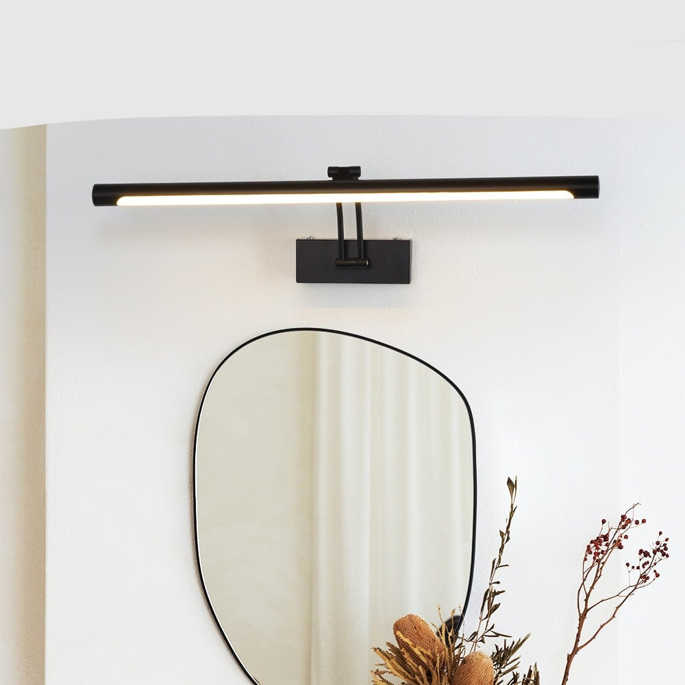 Skanto | 80-100cm LED vegglampe - Moderne svart/sølv veggbelysning til badet, innvendig montert bilde lys