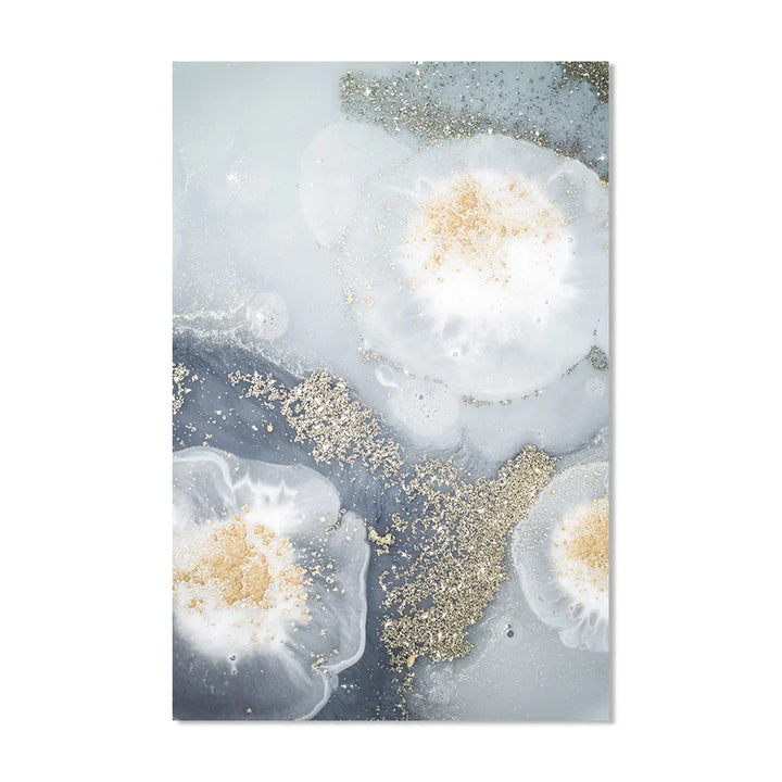 Blue White Golden Abstract Floral Wall Art Fine Art Canvas Prints Poster Picture For Modern Living Room Bedroom Nordic Home Decor | Skanto