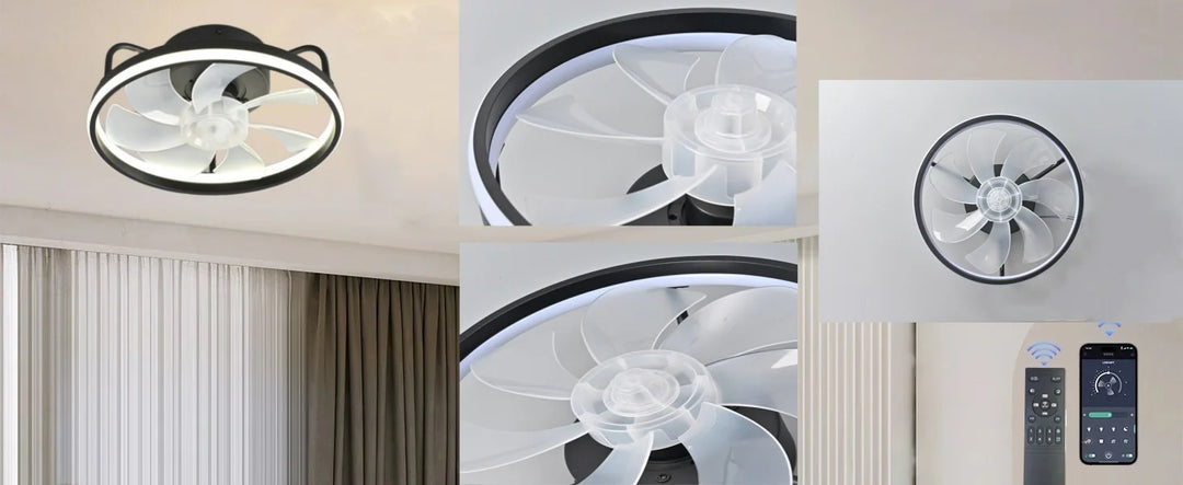Moderne LED Taklampe Vifte med DC-motor - 6 Hastigheter, Timer, Lav Etasje Loftsvifte, Fjernkontroll Dekorativ Lys | Skanto
