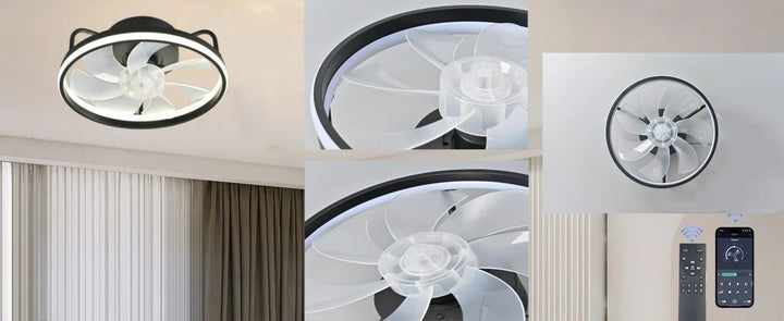 Moderne LED Taklampe Vifte med DC-motor - 6 Hastigheter, Timer, Lav Etasje Loftsvifte, Fjernkontroll Dekorativ Lys | Skanto