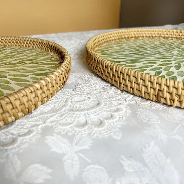 Skanto | Lotus Leaf Rattan & Shell Fruktbolle Brett