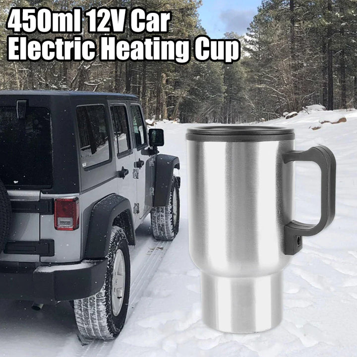 Skanto | 12V Elektrisk varmtvannskjele for bil - 450ml rustfritt stål termokopp for vann, kaffe, melk - Reiser & Camping