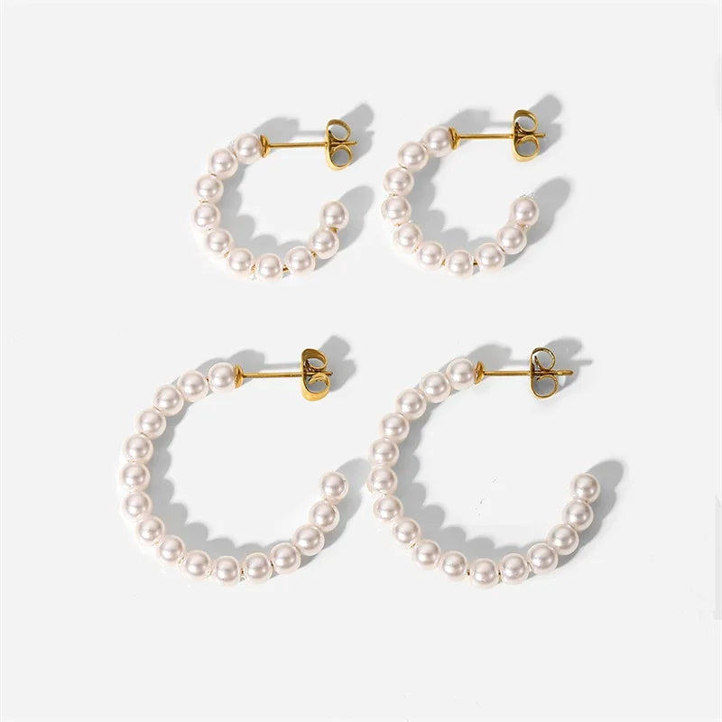 Skanto | Elegant C Hoop Perle Øredobber