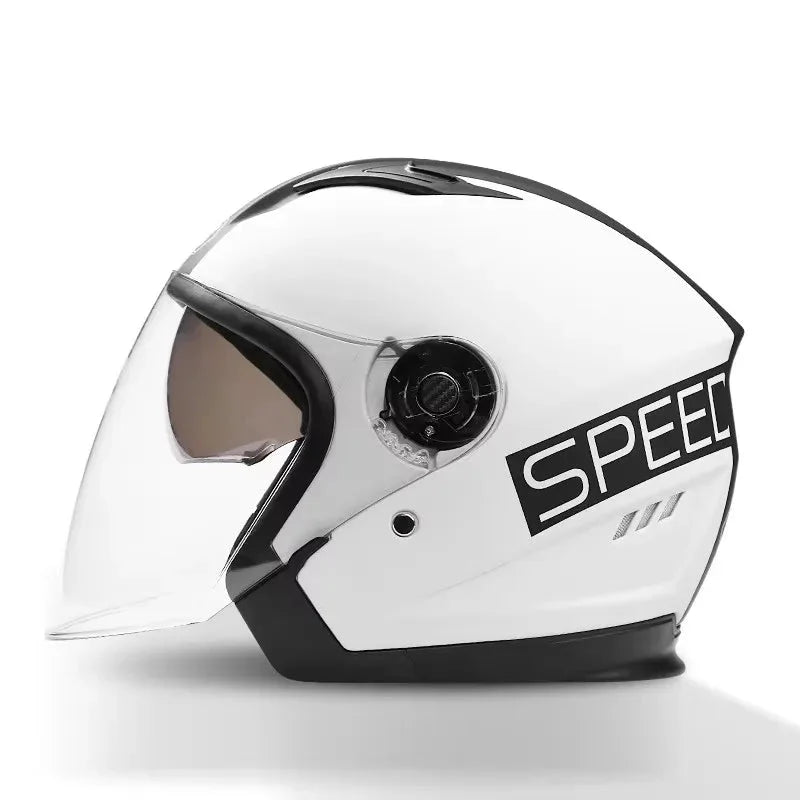 Skanto | Retro 3/4 Åpen-Face Motorsykkelhjelm med Dobbelt Linse – AeroRide