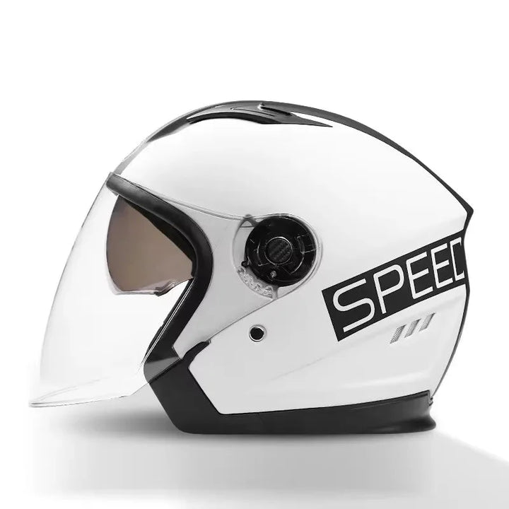 Skanto | Retro 3/4 Åpen-Face Motorsykkelhjelm med Dobbelt Linse – AeroRide