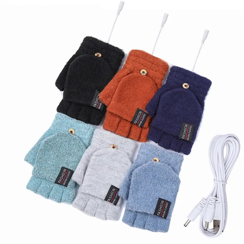 Skanto | ThermoLoom USB oppvarmingshansker | 3 varmenivåer | Myk strikket materiale | Unisex én størrelse