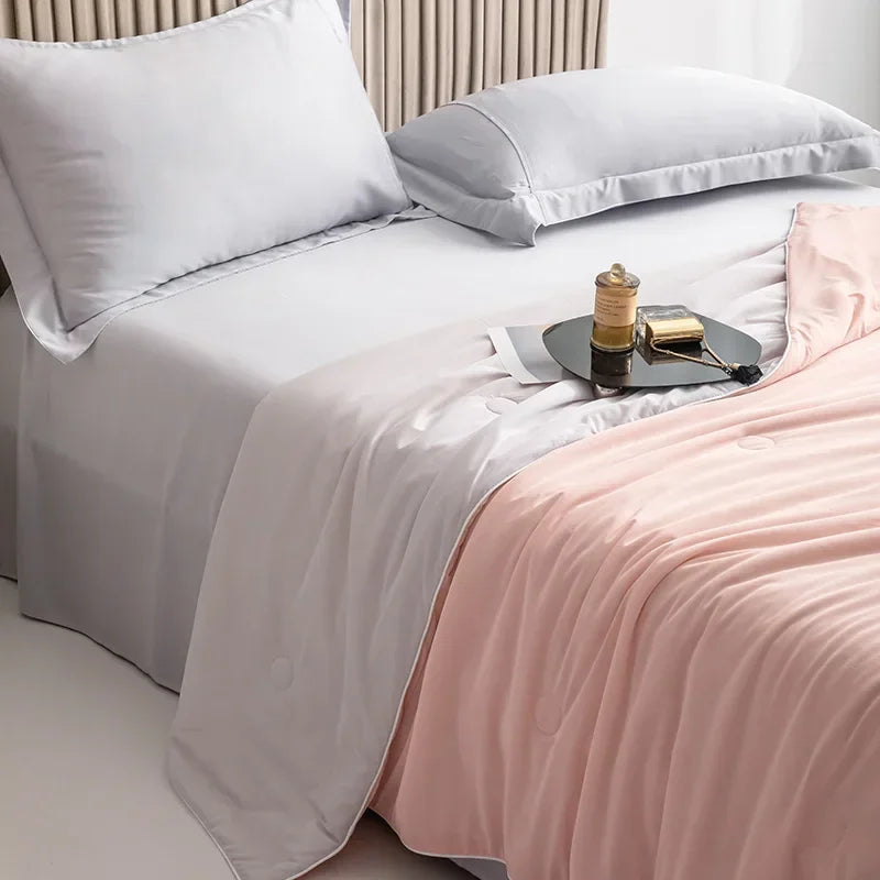 Air Condition Sommer Komforter — Ren Farge Is Silke Kjøleteppe, Lett & Glatt Twin/King Størrelse Quilt | Skanto