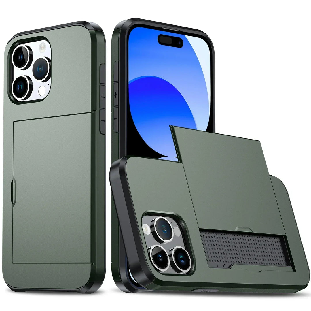 Skanto | LuxShield iPhone-deksel med kortlomme | Slank design | Kortoppbevaring | Beskyttelse og stil