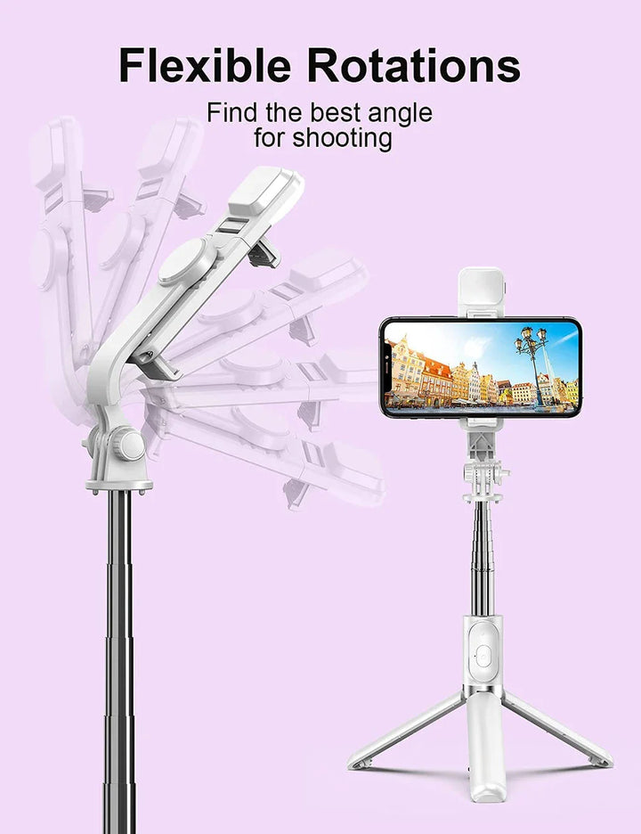 Skanto | Bluetooth Selfie Stick Stativ med Fylllys