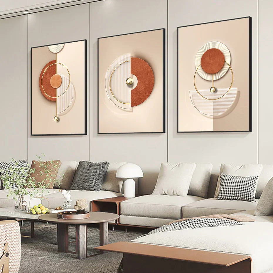 Harmonious Abstract Geometry Modern Aesthetic Wall Art Fine Art Canvas Prints Posters Pictures For Modern Apartment Living Room | Skanto