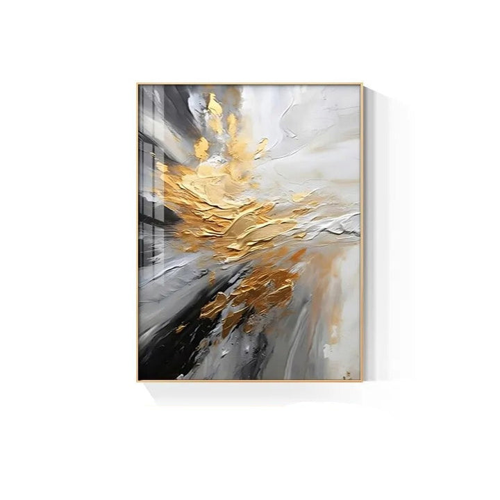 Black Gray Golden Storm Thick Brushstroke Canvas Print Wall Art Fine Art Giclée Print Pictures For Luxury Living Room Hotel Room Home Office Decor | Skanto