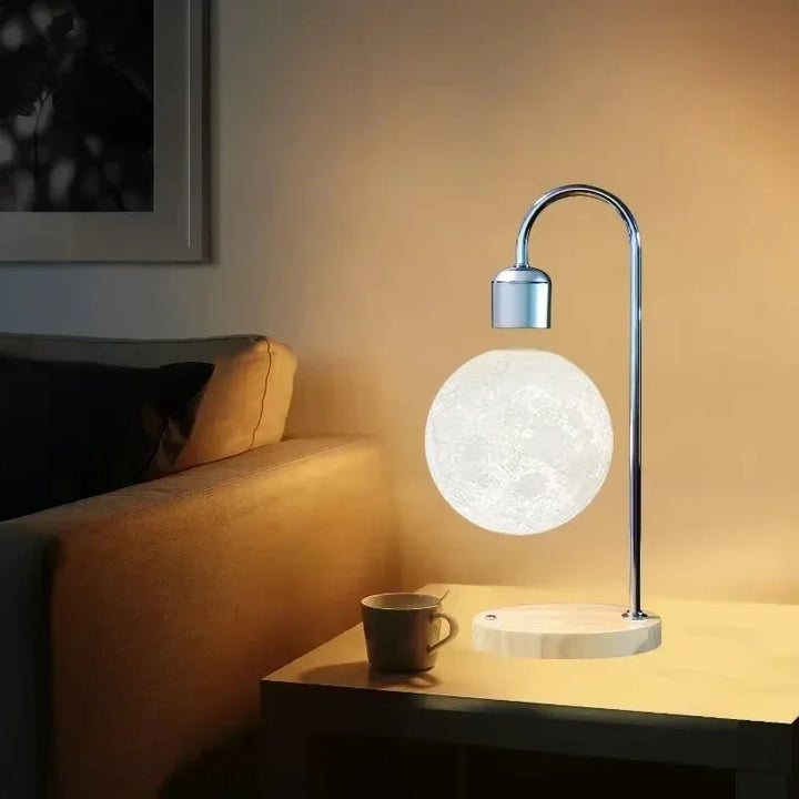 Skanto | LED Måne Lampe med Magnetisk Levitasjon og Trådløs Lading