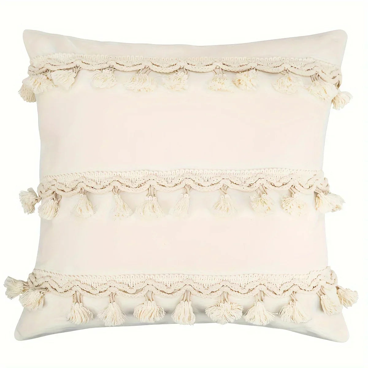 Beige Putetrekk med Geometrisk Mønster i Boho Stil – Dekorativ Sofa Putetrekk for Stue og Soverom, Koselig Hjem Deko