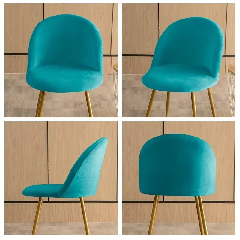 Elastische Samt-Stuhlhussen – Stretch-Stuhlhussen mit niedriger Rückenlehne für Ess- und Schminkstühle