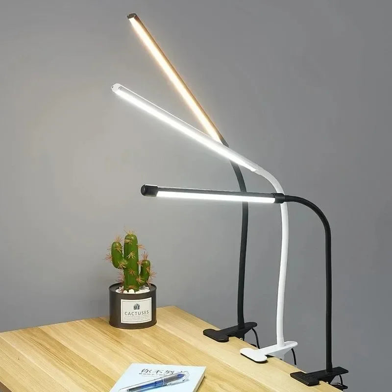 Skanto | LED Klemlys LumaFlex | 3 Lysfarger & 10 Lysstyrkenivåer | USB Drift | Fleksibel Hals | Øyevennlig & Dempbar