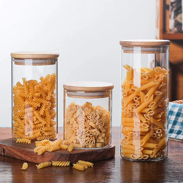 PureVorrat Glass Container Set – Oppbevaringskrukker med Trellokk | Tett og Stilfull | Moderne Kjøkkenoppbevaring | Skanto