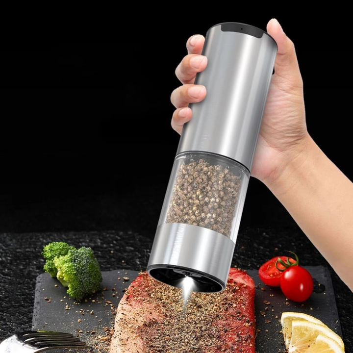 Skanto | Elektrisk salt- og pepperkvernssett med justerbar grovhet og LED-lys