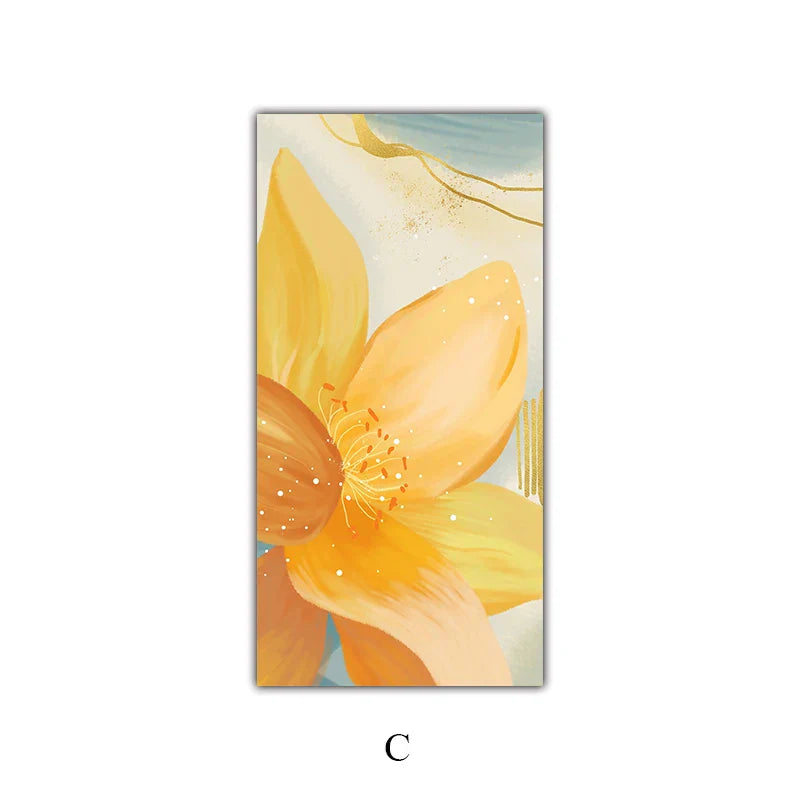 Large Floral Abstract Wall Art Fine Art Canvas Prints Orange Yellow Petal Flowers Posters Pictures for Living Room Home Decor | Skanto