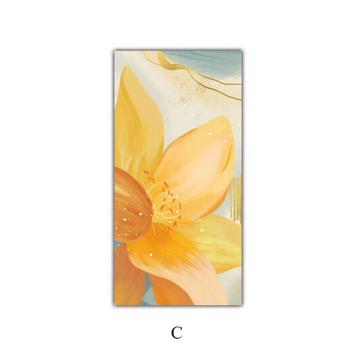 Large Floral Abstract Wall Art Fine Art Canvas Prints Orange Yellow Petal Flowers Posters Pictures for Living Room Home Decor | Skanto