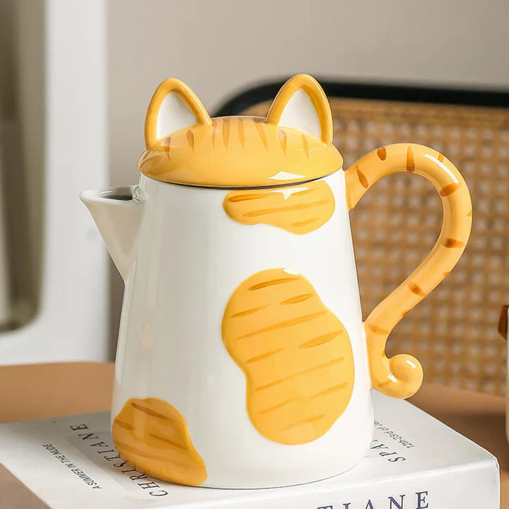 Skanto | Orange Cat Håndlaget Keramisk Kaffe- og Te-sett