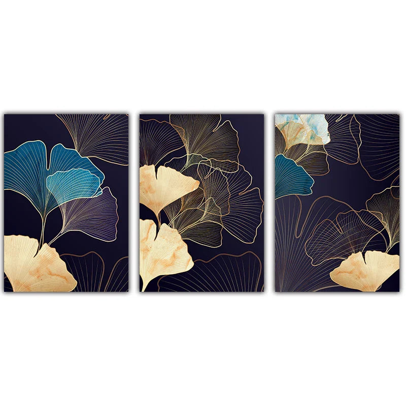 Abstract Botanical Tropical Blue Eggplant Floral Wall Art Fine Art Canvas Print Pictures For Living Room Bedroom Hotel Room Decor | Skanto