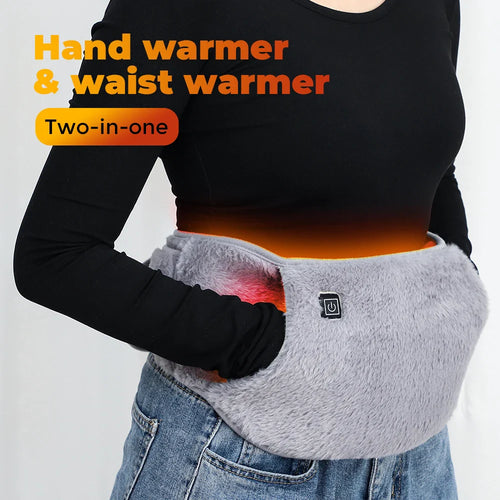 Skanto | ThermaBelt Pro | Elektrisk varmebelte med grafen-teknologi | 3-trinns temperaturkontroll | Hånd- og midjevarmer laget av krystallfløyel | USB-drevet